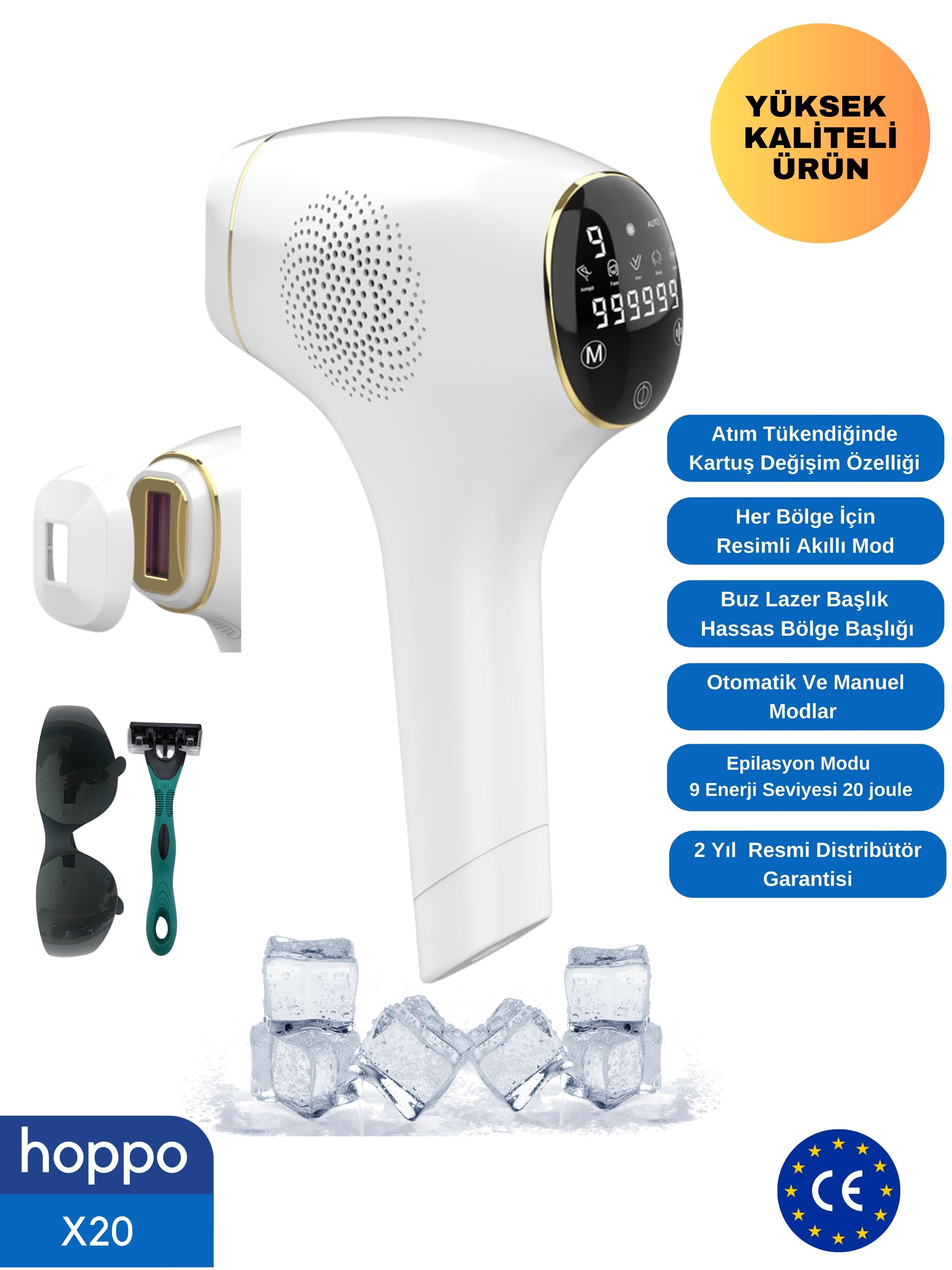 Hoppo X20 Ipl Buz Lazer Epilasyon Cihazı 999999 Flas Atım - hoppo